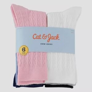 Girls' 6pk Cable Crew Socks - Cat & Jack
